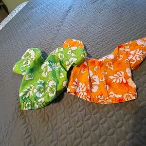 Dog outfits Hawaiian print, orange & green